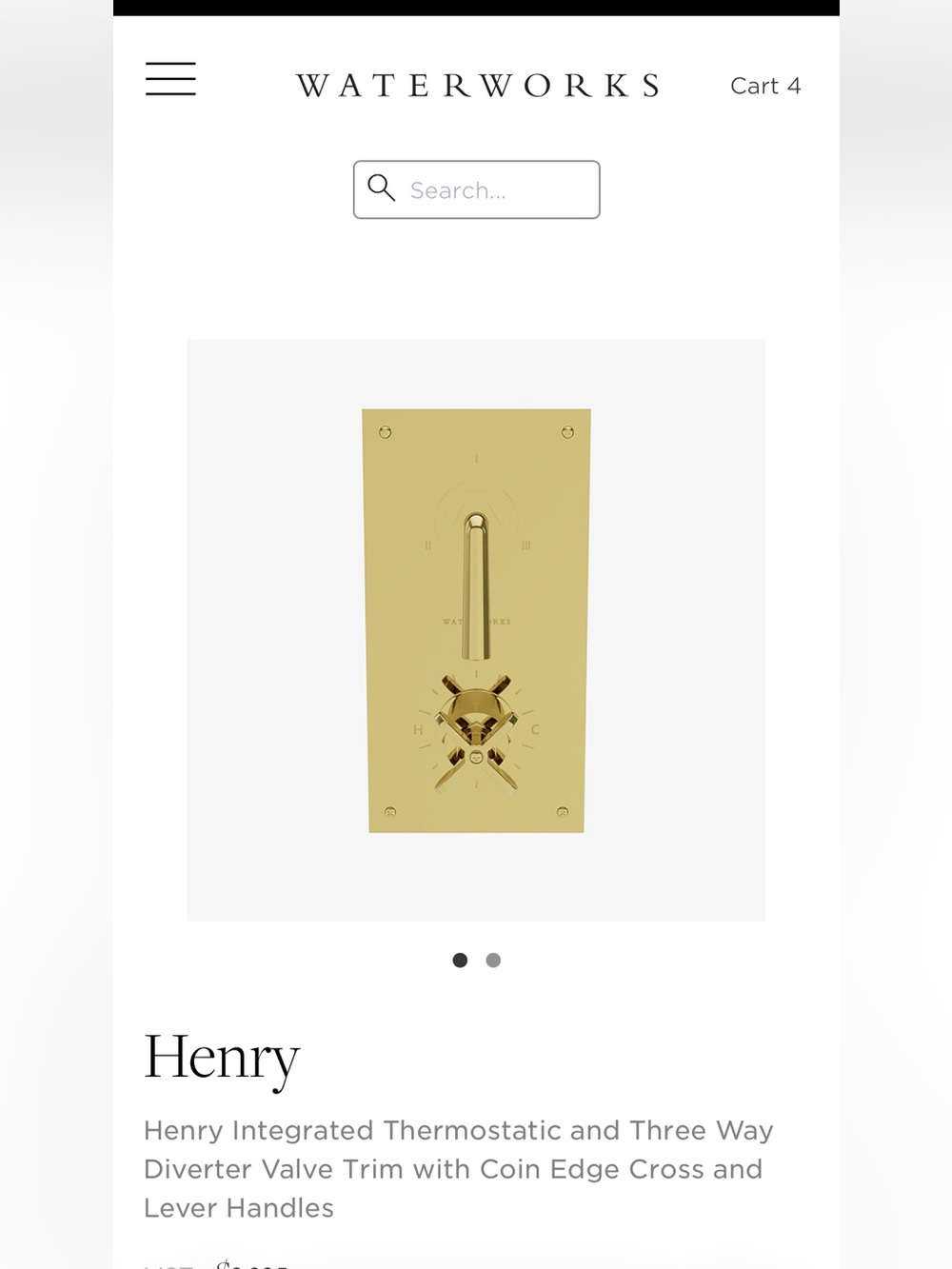 Waterworks Henry Wall Thermostatic Control Plate in brass